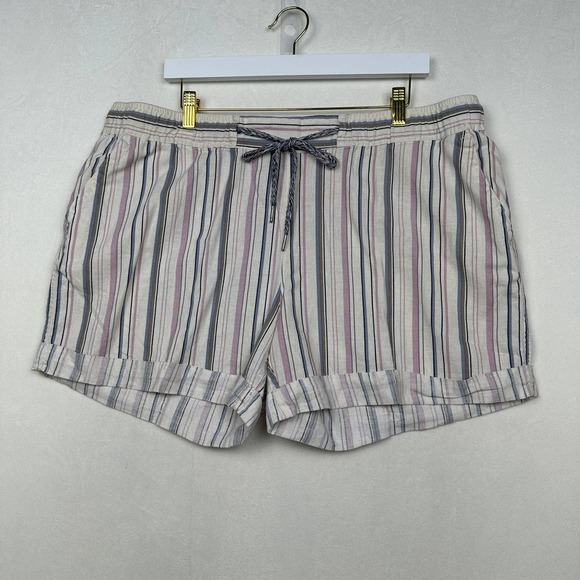 Eddie Bauer Women's Sz XXL Striped Pull On Drawstring Waist Cuffed Hem‎ Shorts - Picture 1 of 11